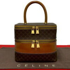 Celine Macadam Blason Triomphe leather handbag vanity bag Shoulder Bag brown